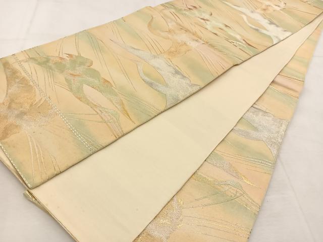 平和屋着物◎六通柄袋帯 飛鶴文 金銀糸 正絹 逸品 BAAU6812yc