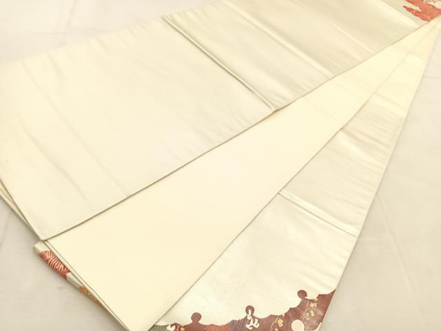 平和屋着物◎太鼓柄袋帯 雪輪取り花鳥文 金銀彩 引箔 正絹 逸品 BAAU6824yc