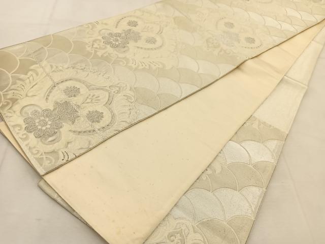 平和屋着物◎西陣 六通柄袋帯 唐織 宝相華青海波 銀糸 正絹 逸品 BAAU6825yc