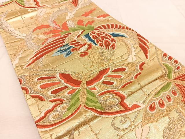 平和屋着物◎六通柄袋帯 唐織 鳳凰舞蝶文 金銀糸 正絹 逸品 BAAU6975yc