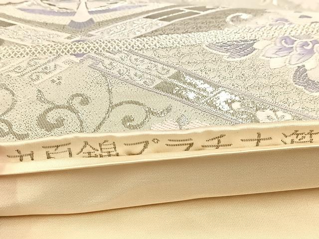 平和屋着物◎六通柄袋帯 唐織 九百錦 プラチナ箔 菱天井更紗花鳥文 正絹 逸品 BAAU6982yc