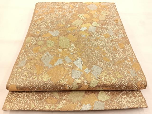 平和屋着物◎西陣 六通柄 本袋帯 箔散らし文様 金銀糸 正絹 逸品 BAAU6987yc