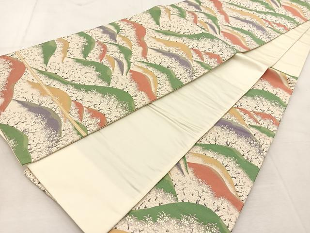 平和屋着物◎六通柄袋帯 唐織 吉野の里 銀糸 正絹 逸品 BAAU6991yc