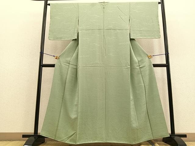 平和屋着物●上質な色無地 小波地紋 夏虫色 正絹 逸品 BAAU7107gt
