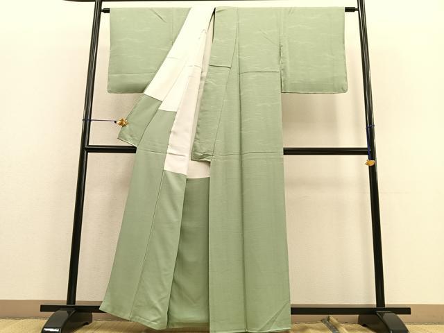 平和屋着物●上質な色無地 小波地紋 夏虫色 正絹 逸品 BAAU7107gt