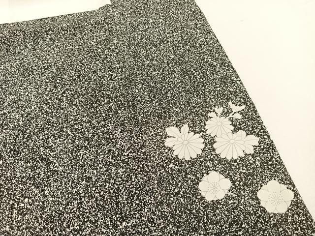 平和屋着物●訪問着 刺繍 乱菊 枝花文 たたき染め 黒地 正絹 逸品 未使用 BAAU7108gt