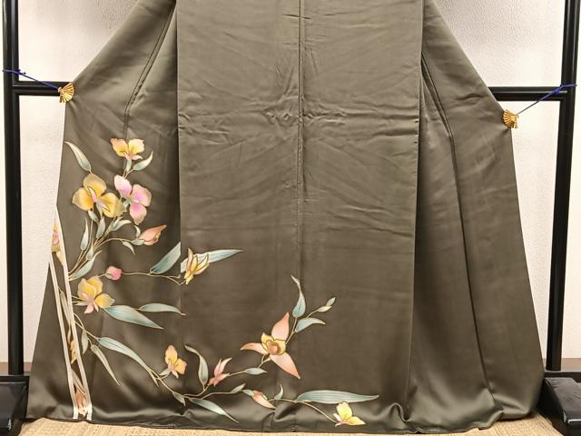 平和屋着物●訪問着 ロング丈 草花文 草花文 正絹 逸品 BAAU7232mz