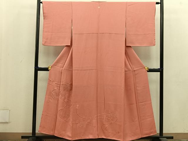 平和屋着物■豪華色留袖 総刺繍 冊子花文 珊瑚朱色 正絹 逸品 BAAU7581mz