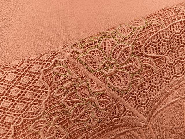 平和屋着物■豪華色留袖 総刺繍 冊子花文 珊瑚朱色 正絹 逸品 BAAU7581mz