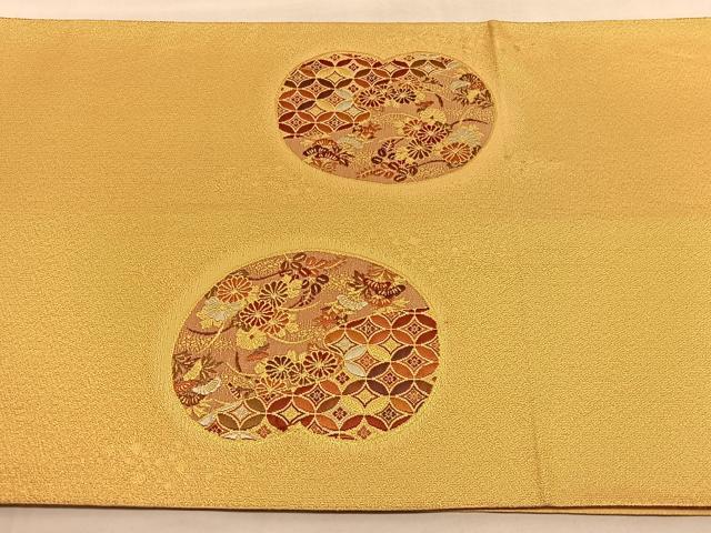 平和屋着物◎六通柄袋帯 唐織 松竹梅 七宝秋草文 金糸 正絹 逸品 BAAU7613hv