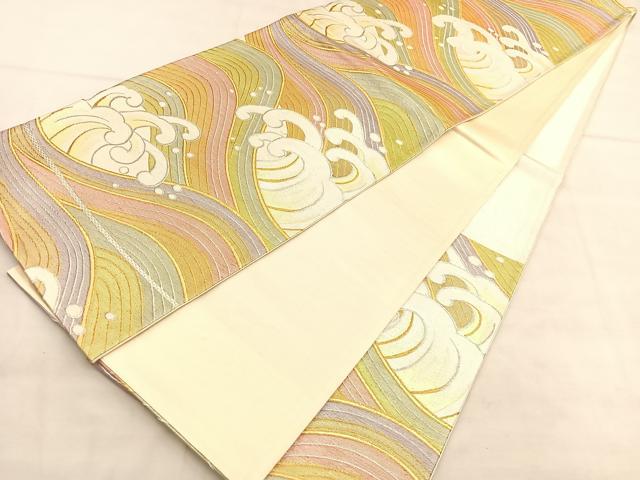 平和屋着物◎六通柄袋帯 立波文 金銀糸 正絹 逸品 BAAU7628hv