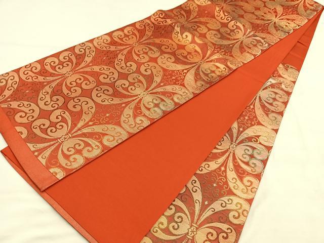 平和屋着物◎六通柄袋帯 唐草文 金糸 正絹 逸品 BAAU7648hv