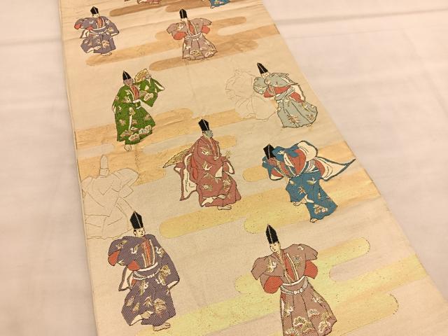 平和屋着物◎六通柄袋帯 唐織 人物文 金糸 正絹 逸品 BAAU7660hv