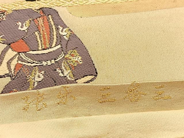 平和屋着物◎六通柄袋帯 唐織 人物文 金糸 正絹 逸品 BAAU7660hv