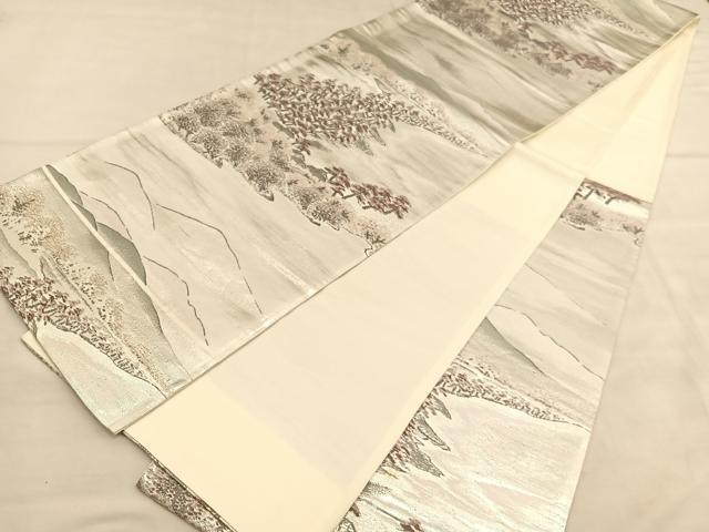 平和屋着物◎六通柄袋帯 唐織 浜松文 プラチナ二重箔 正絹 逸品 BAAU7665hv