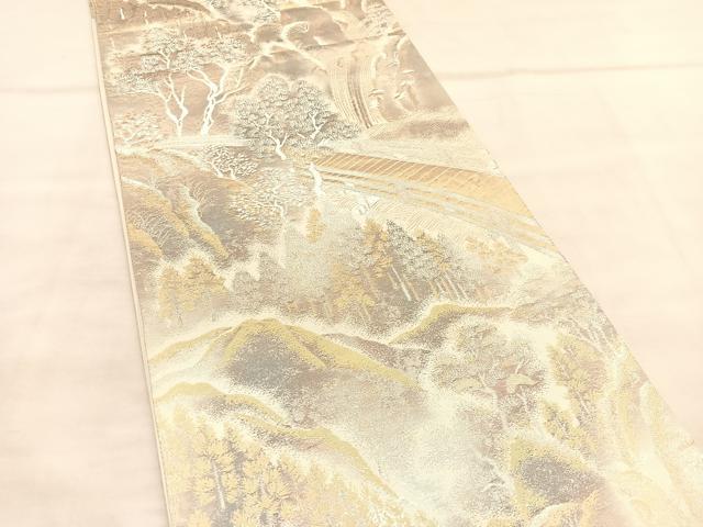 平和屋着物◎六通柄袋帯 京洛錦 風景文 二重引箔 金銀糸 正絹 逸品 BAAU7673hv