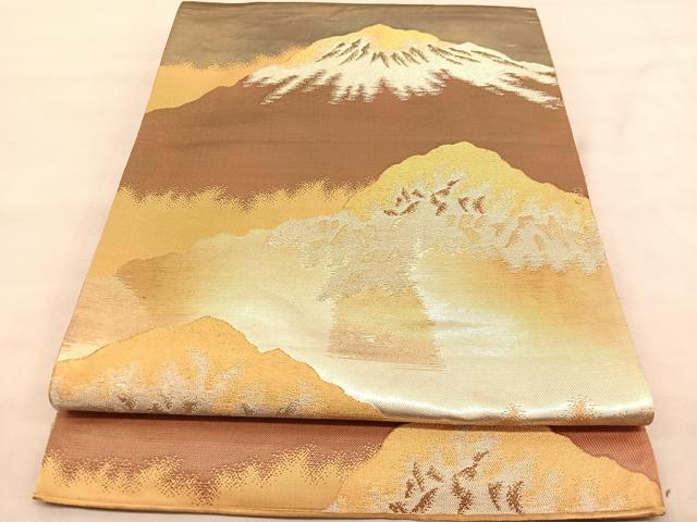 平和屋着物◎六通柄袋帯 遠山文 金銀糸 正絹 逸品 BAAU7705hv