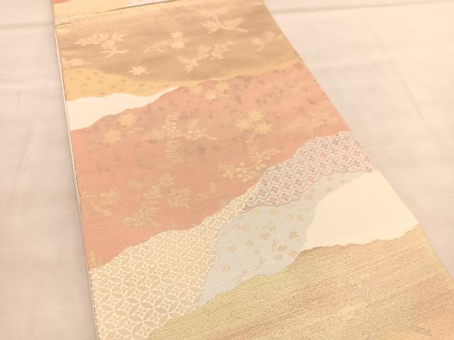 平和屋着物◎六通柄袋帯 秋草文 金銀糸 正絹 逸品 BAAU7709hv