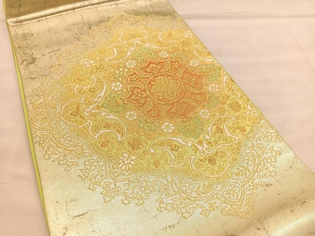 平和屋着物◎六通柄袋帯 唐織 宝相華花文 金糸 正絹 逸品 BAAU7751hv