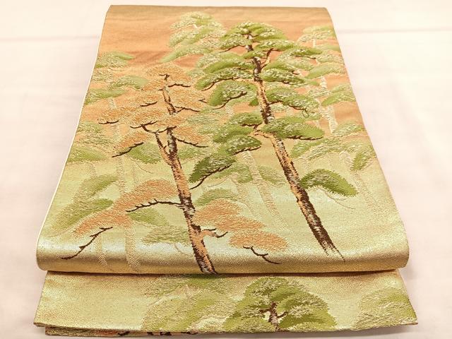 平和屋着物◎六通柄袋帯 唐織 松 金糸 正絹 逸品 BAAU7779hv