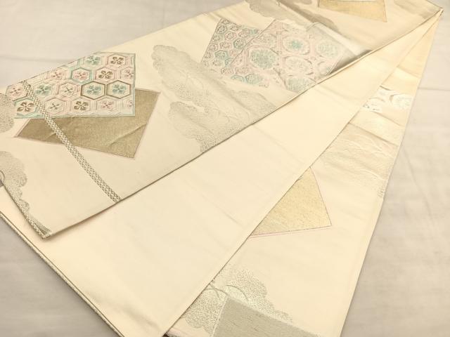 平和屋着物◎六通柄袋帯 唐織 色紙重ね有職花文 金銀糸 正絹 逸品 BAAU7790hv