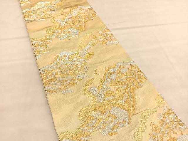 平和屋着物◎六通柄袋帯 風景文 金銀糸 正絹 逸品 BAAU7815hv