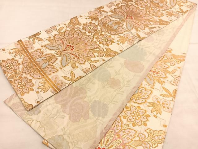 平和屋着物◎六通柄 京袋帯 唐織 更紗花文 金糸 正絹 逸品 BAAU7835hv