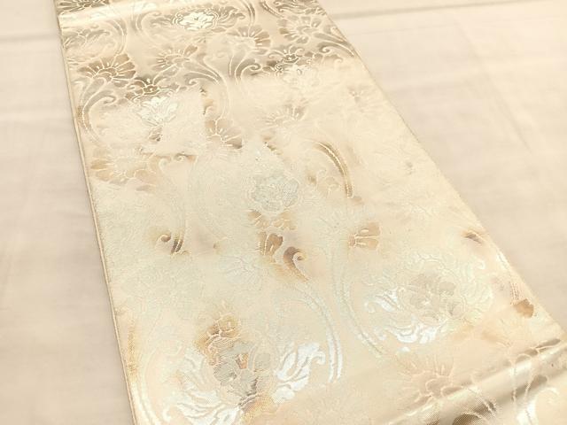 平和屋着物◎西陣 服部織物謹製 六通柄袋帯 こはく錦 更紗飾花文 金銀糸 正絹 逸品 BAAU7849hv