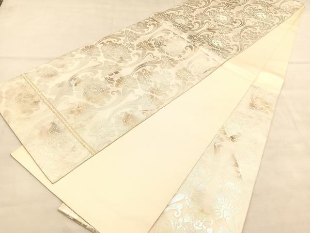 平和屋着物◎西陣 服部織物謹製 六通柄袋帯 こはく錦 更紗飾花文 金銀糸 正絹 逸品 BAAU7849hv