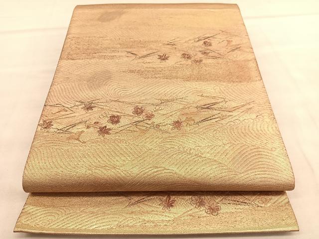 平和屋着物◎六通柄袋帯 吹き寄せ梅文 金彩 正絹 逸品 BAAU7864hv