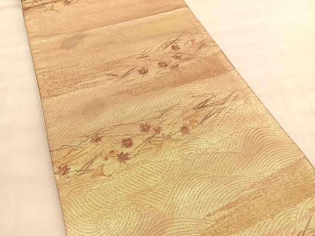 平和屋着物◎六通柄袋帯 吹き寄せ梅文 金彩 正絹 逸品 BAAU7864hv