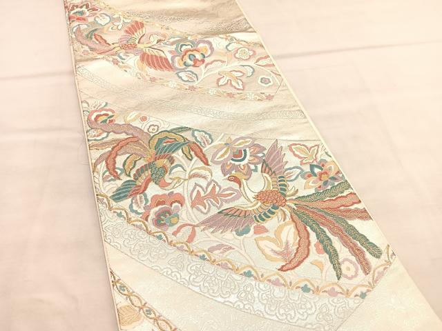 平和屋着物◎六通柄袋帯 唐織 鳳凰花文 金銀糸 正絹 逸品 BAAU7867hv