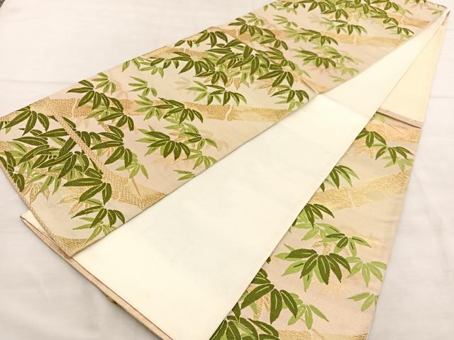 平和屋着物◎六通柄袋帯 唐織 笹竹文 金糸 正絹 逸品 BAAU7884hv
