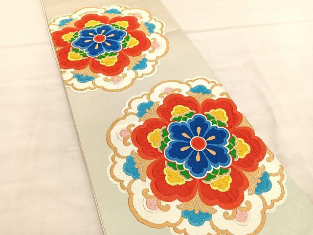 平和屋着物◎六通柄袋帯 唐織 宝相華 金糸 正絹 逸品 BAAU7895hv