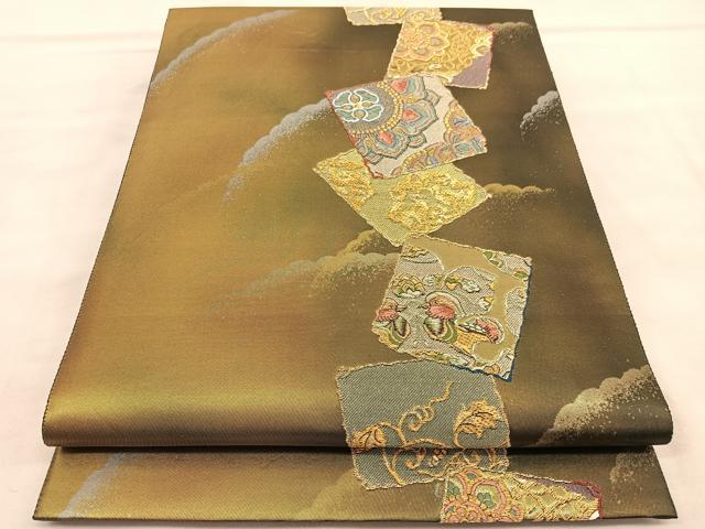 平和屋着物◎六通柄袋帯 唐織 上代献物文 金糸 正絹 逸品 BAAU7928hv