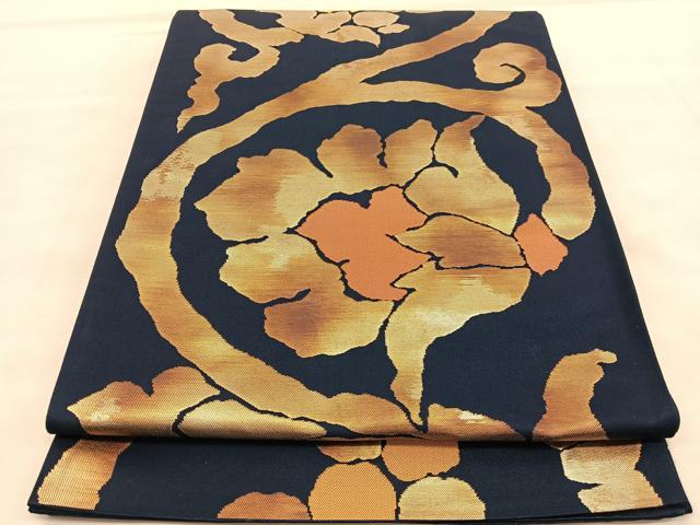 平和屋着物◎六通柄袋帯 花唐草文 金糸 正絹 逸品 BAAU7937hv
