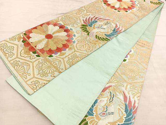 平和屋着物◎六通柄袋帯 唐織 鳳凰亀甲花文 金糸 正絹 逸品 BAAU7962hv