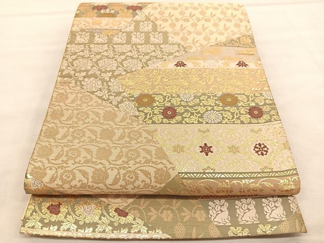 平和屋着物◎六通柄袋帯 名物裂 金糸 正絹 逸品 BAAU7964hv