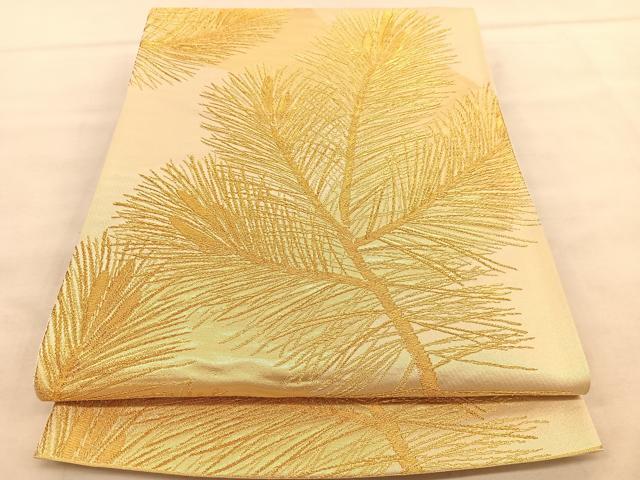 平和屋着物◎六通柄袋帯 若松葉 金糸 正絹 逸品 BAAU7979hv