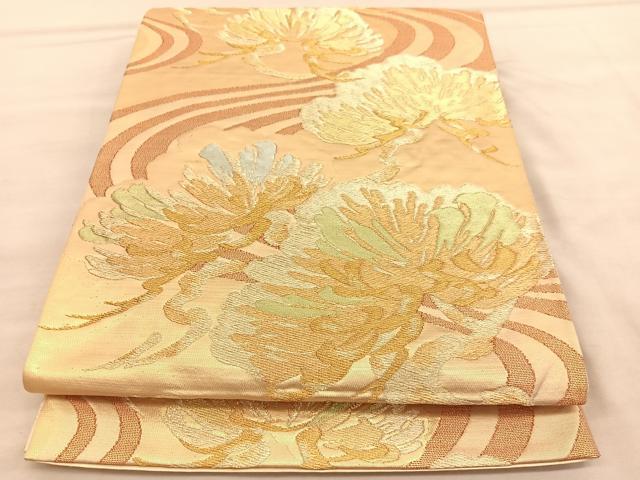 平和屋着物◎六通柄袋帯 浜松文 金糸 正絹 逸品 BAAU8001hv