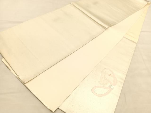 平和屋着物◎太鼓柄袋帯 総駒刺繍 文箱花文 銀糸 正絹 逸品 BAAU8002hv