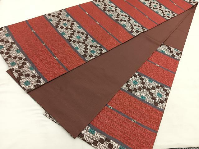 平和屋着物◎六通柄袋帯 横段菱文 正絹 逸品 BAAU8044hv