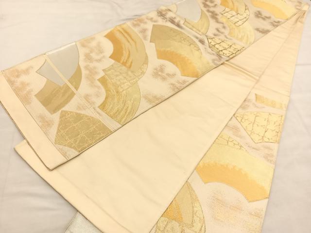 平和屋着物◎六通柄袋帯 地紙重ね 金銀糸 正絹 逸品 BAAU8062hv