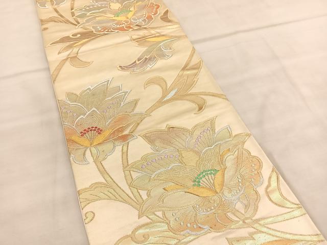 平和屋着物◎六通柄袋帯 更紗花文 金銀糸 正絹 逸品 BAAU8082hv