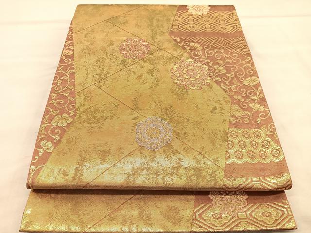 平和屋着物◎六通柄袋帯 宝相華花唐草文 金銀糸 正絹 逸品 BAAU8120hv