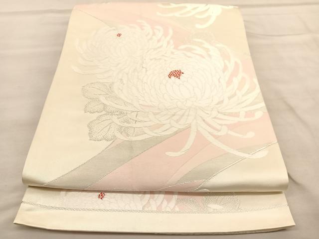 平和屋着物◎六通柄袋帯 唐織 乱菊 銀糸 正絹 逸品 BAAU8128hv