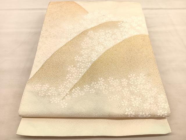 平和屋着物◎西陣 六通柄袋帯 唐織 山桜 金糸 正絹 逸品 BAAU8193hv