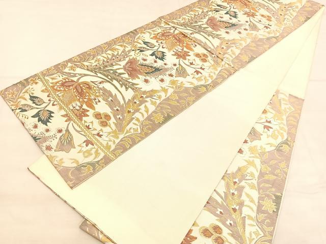 平和屋着物◎六通柄 本袋帯 唐織 更紗花文 金糸 正絹 逸品 BAAU8201hv