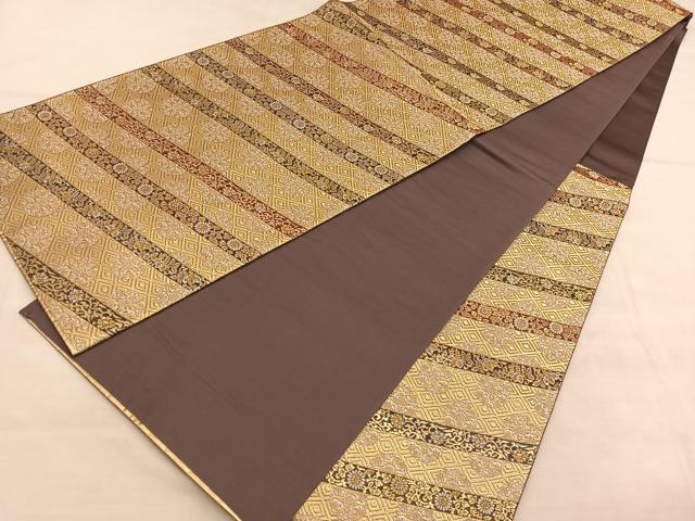 平和屋着物◎六通柄袋帯 唐織 蒔絵唐草文 金糸 正絹 逸品 BAAU8252hv