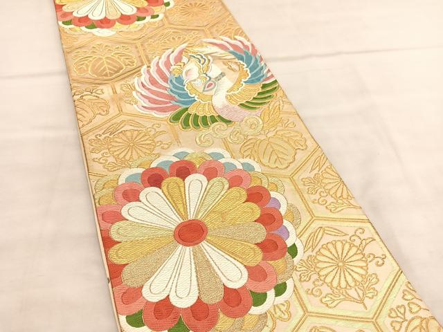 平和屋着物◎六通柄袋帯 唐織 鳳凰花文 金銀糸 正絹 逸品 BAAU8254hv